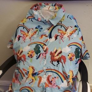 Rainbow unicorn button up shirt
